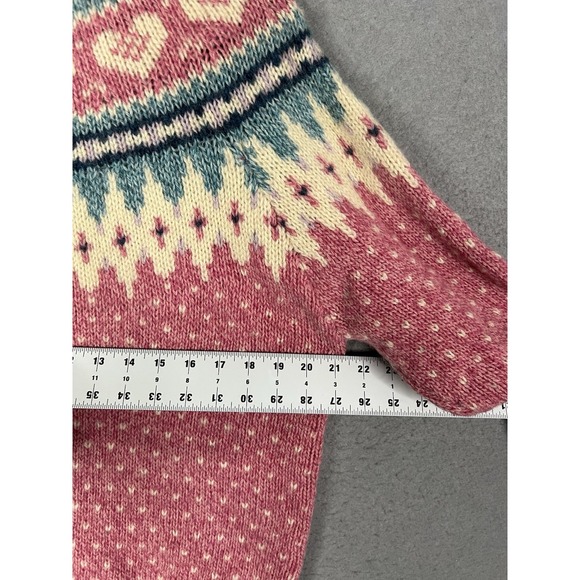 Woolrich Vintage Wool Fair Isle Nordic Sweater Women's L Pink Pullover - Picture 6 of 9